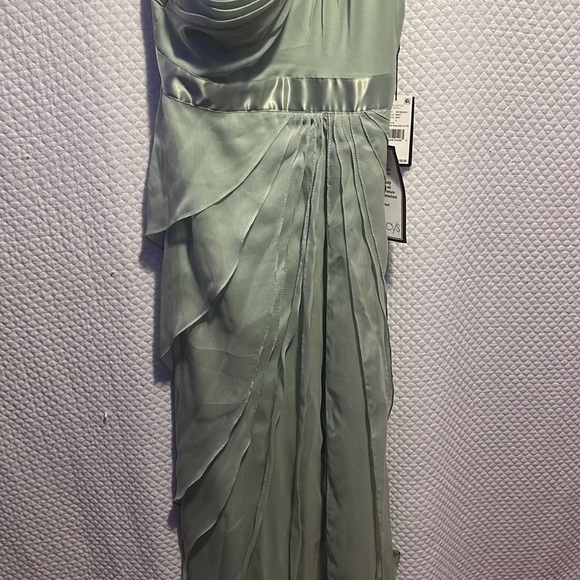 WOOHOO SOLD ❤️NWT GORGEOUS ADRIANA PAPELL Mint Chiffon One-Shoulder Gown - Picture 6 of 9